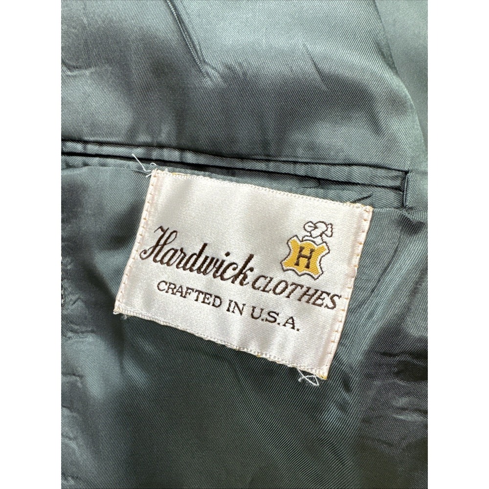 Vintage 42R 100% Wool Herringbone Blazer Black White Hardwick Jacket USA - Picture 5 of 11